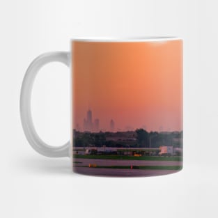 Empty O'Hare Runways, Chicago Skyline Silhouette Mug